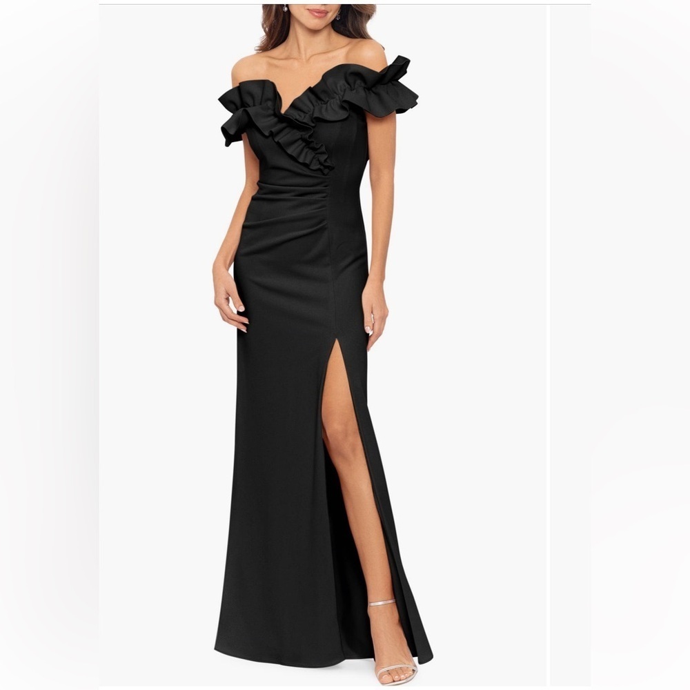 Xscape Evenings Ruffle Off the Shoulder